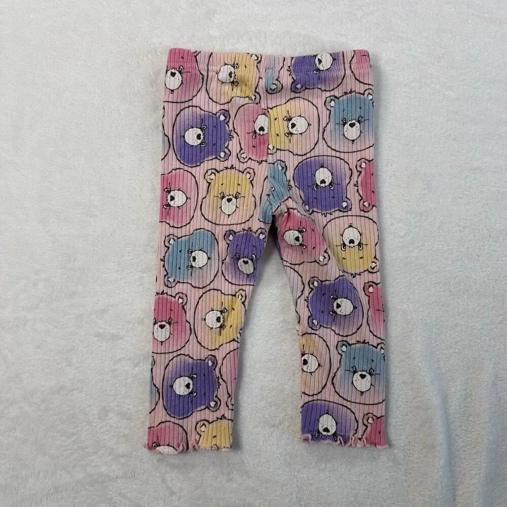 Care Bears Baby Girl 2 Piece Outfit Set Pink Bear Print 6-9 Months Ribbed